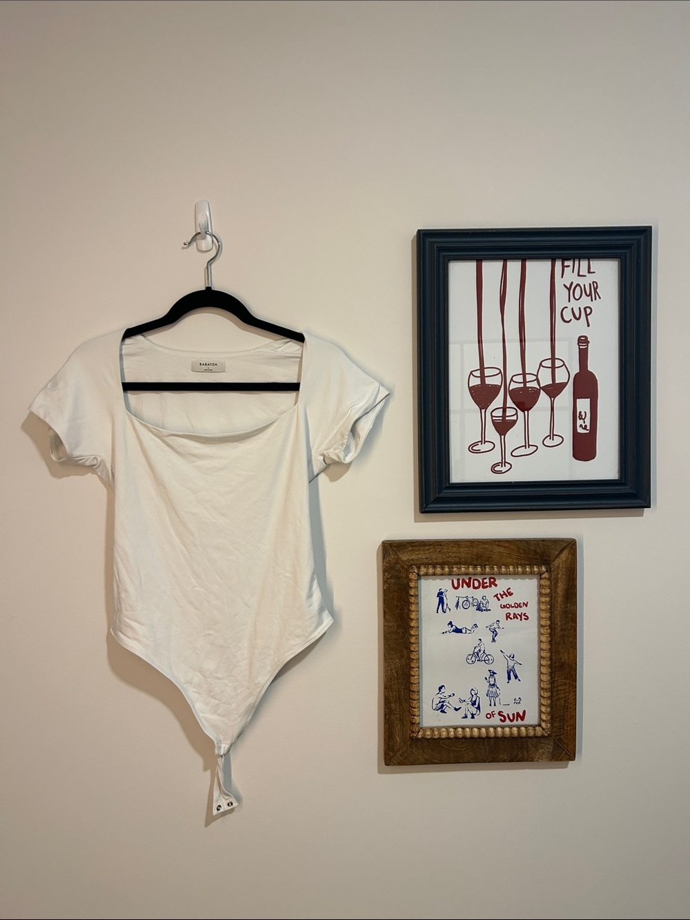 Babaton White Square Neck Bodysuit